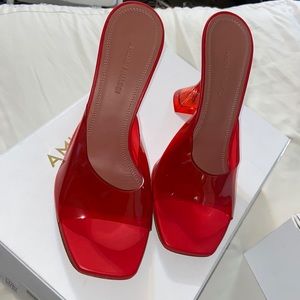Brand new Amina Muaddi red pvc mule lupita